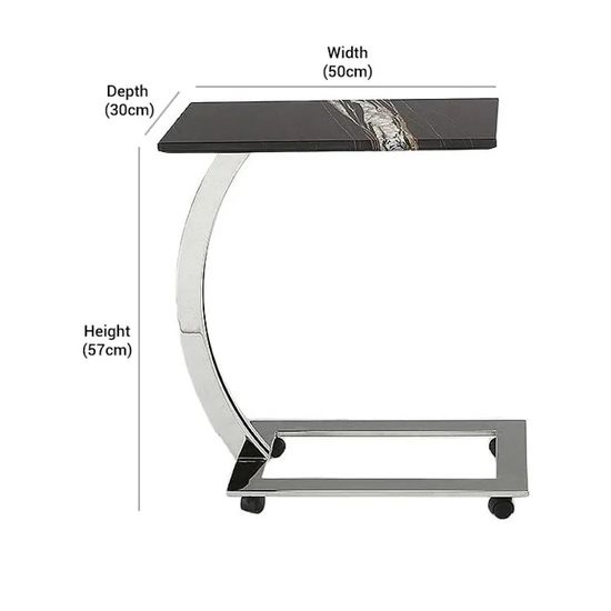 Swan Marble Accent Table with Steel Base - Variation Available